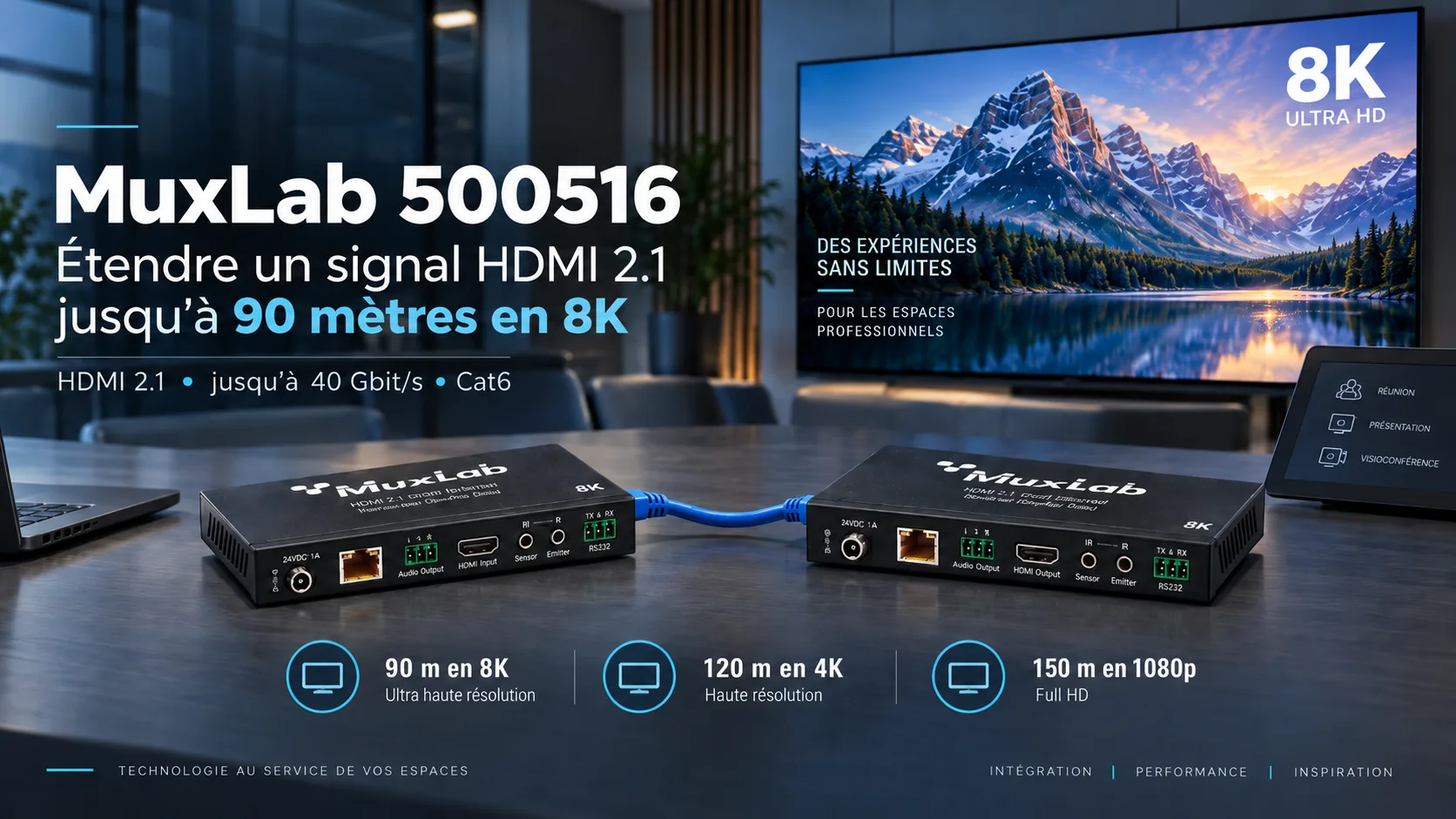 MuxLab 500516 : étendre un signal HDMI 2.1 jusqu’à 90 mètres en 8K