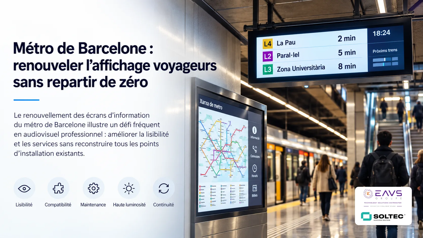 Métro de Barcelone : renouveler l’affichage voyageurs sans repartir de zéro