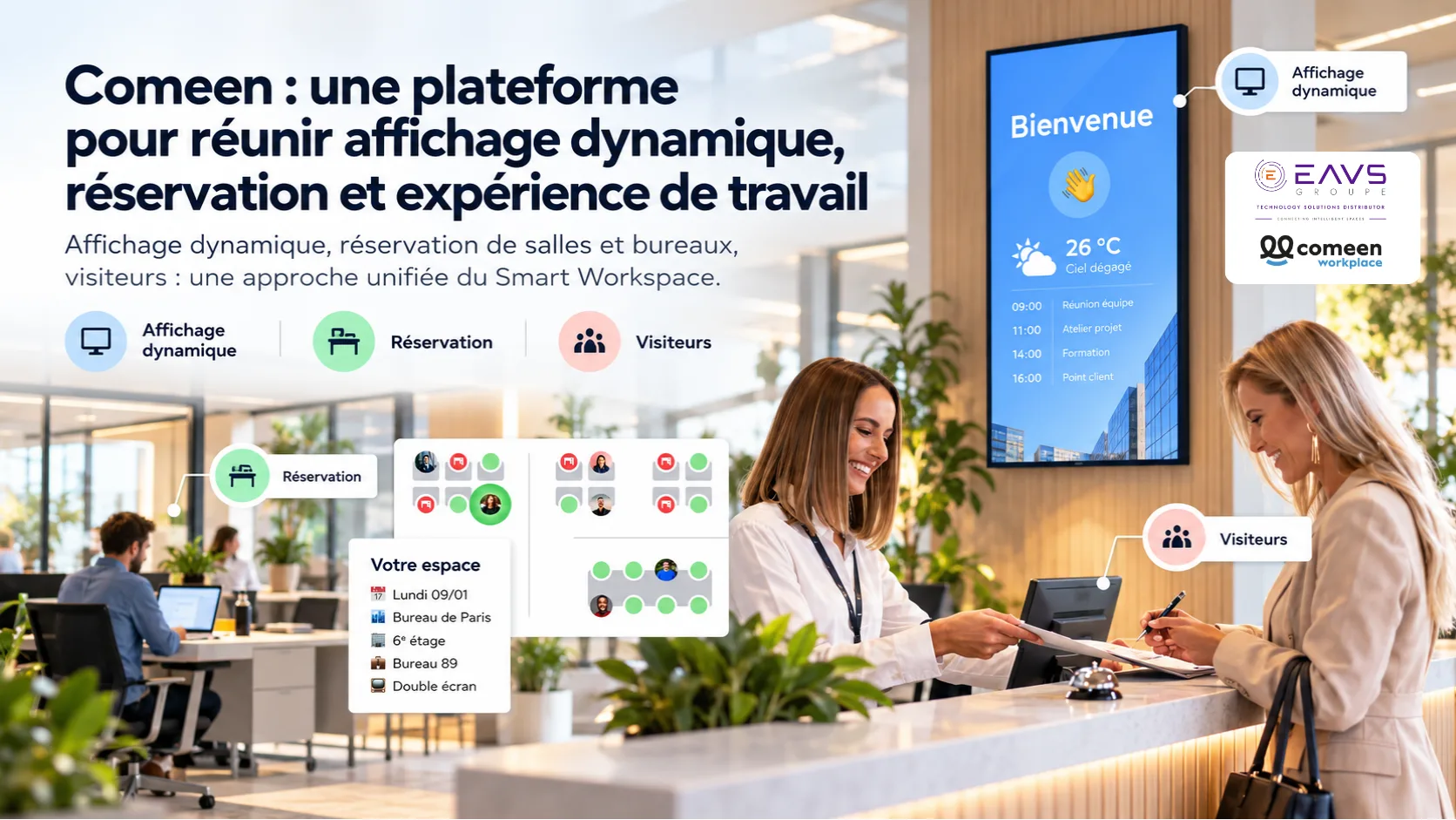 Comeen : une plateforme pour réunir affichage dynamique, réservation et expérience de travail